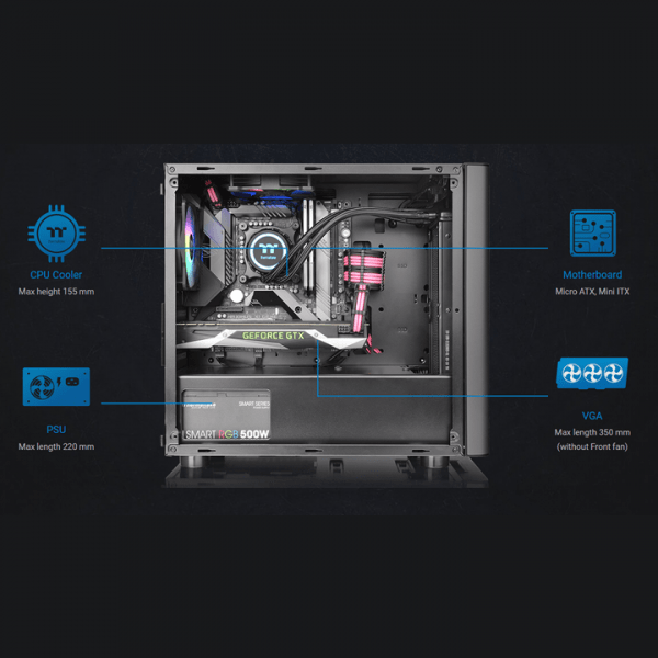 Gabinete Thermaltake V150 Tempered Glass Micro Chassis - CA-1R1-00S1WN-00 - Image 14