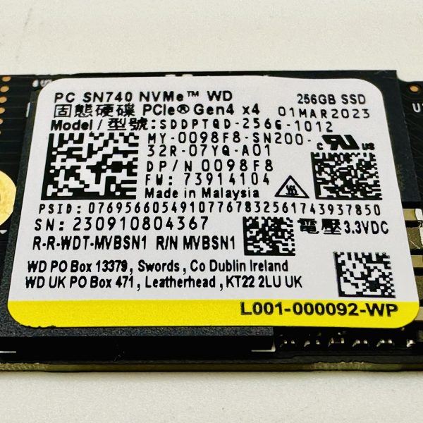Disco SSD Western Digital PC SN740 NVMe 256G - SDDPTQD-256G
