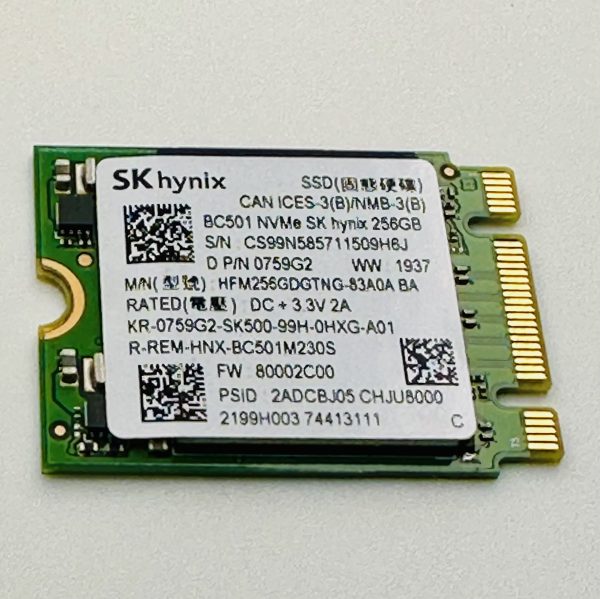 Disco SSD Sk Hynix NVMe 256GB - FF 2230 - BC501 hfM256GDgtng - Image 4